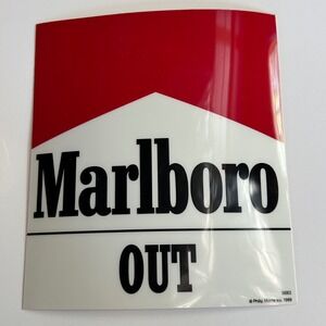 Vintage Marlboro Man Cowboy Door Decal OUT Sign New Old Stock 1989 Man Cave Deco